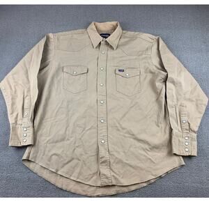 Vintage Wrangler Brush Popper‎ Pearl Snap Western Shirt Men's Large Cotton